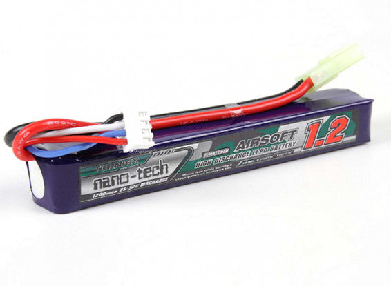 Turnigy nano-tech 11.1V 1200mAh 3C 25-50C Lipo Airsoft Pack -Tamiya