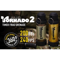 Airsoft innovations tornado 2 timer frag grenade - gold