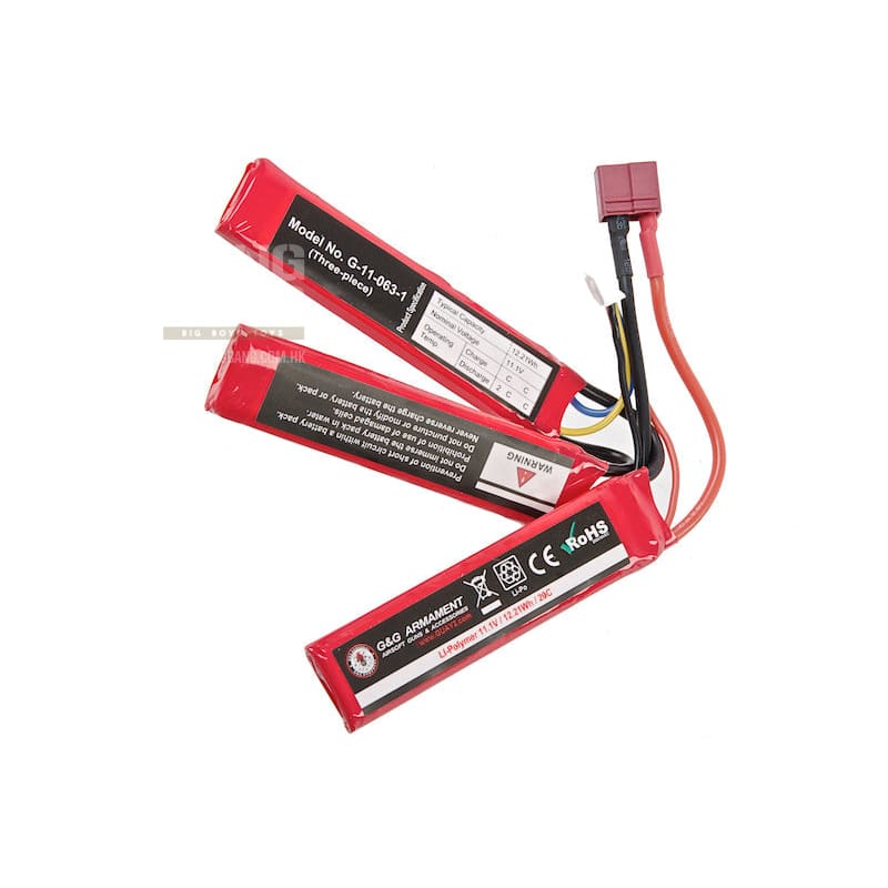 G&g 11.1v 1100mah lipo battery (dean plug / short tri-panel