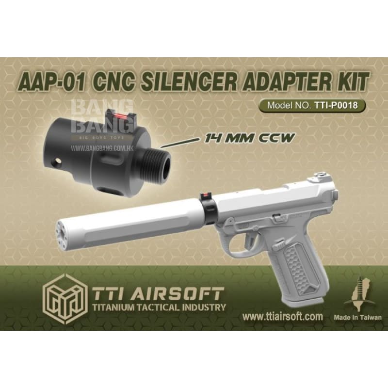 Tti airsoft aap-01 cnc silencer adapter kit (14mm ccw)