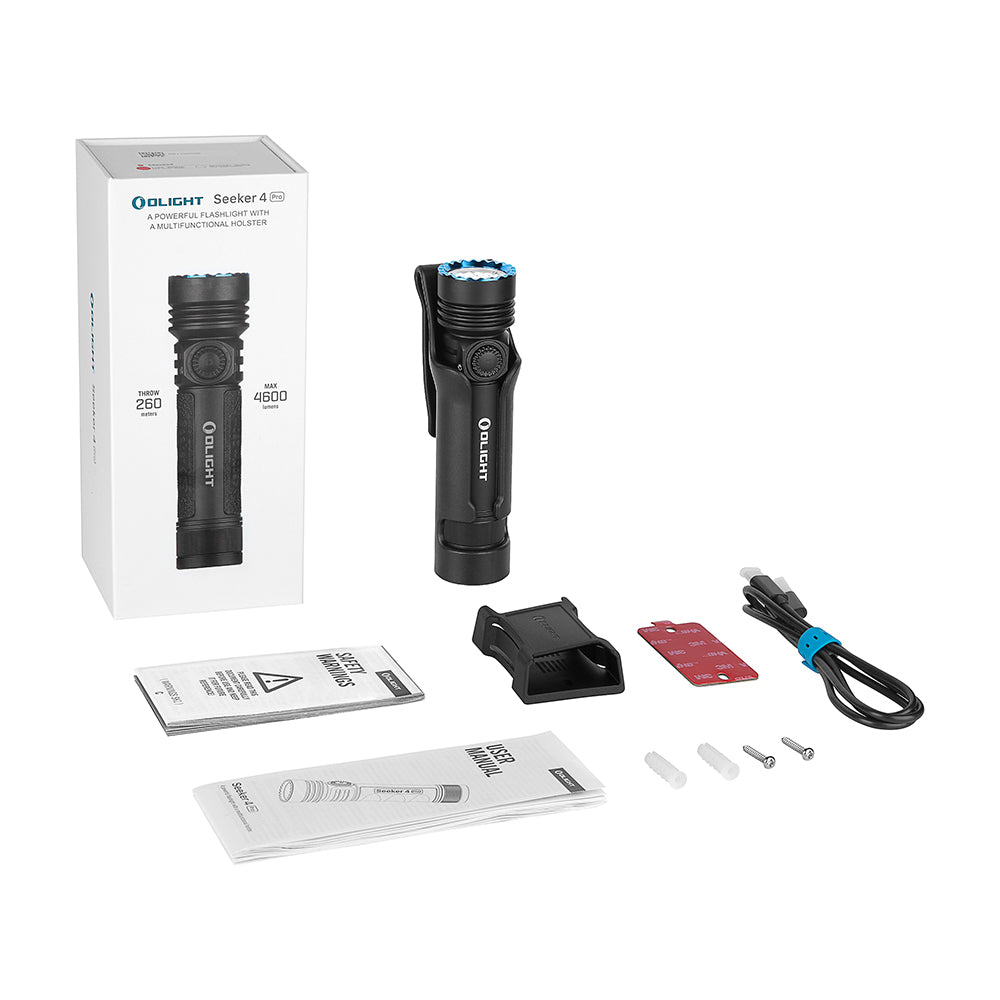 Olight Seeker 4 Pro Rechargeable LED Flashlight with a New Dock