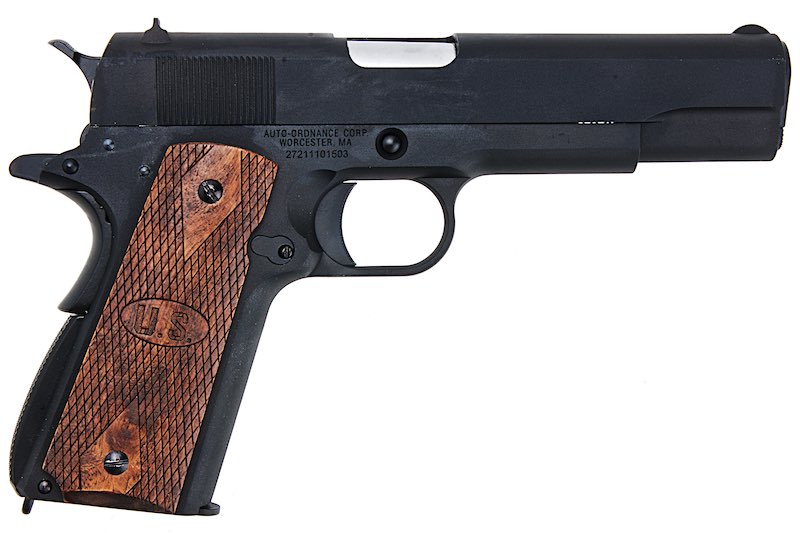 Cybergun AO 1911 GBB Airsoft Pistol (Matt Black with Wood Grip)