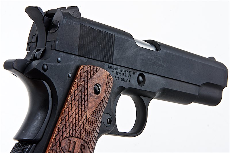 Cybergun AO 1911 GBB Airsoft Pistol (Matt Black with Wood Grip)