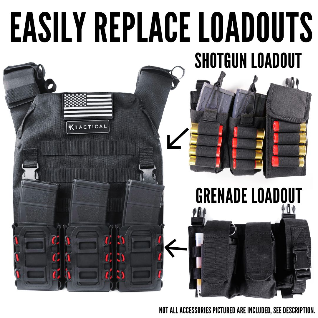 Ktactical Molle Padded Breathable Mesh Plate Carrier Loadout Kit Bang
