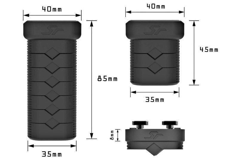 SRU Katana Grip for Picatinny Rail / M-lok Rail (Adjustable Length) - Black