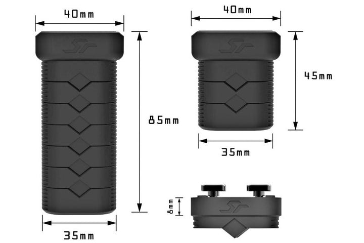 SRU Katana Grip for Picatinny Rail / M-lok Rail (Adjustable Length) - Black