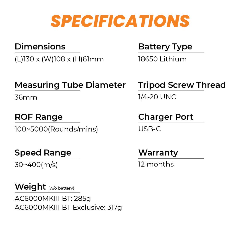 ACETECH AC6000 MKIII BT Chronograph (MK3 APP Bluetooth Version) - Bang Bang Airsoft
