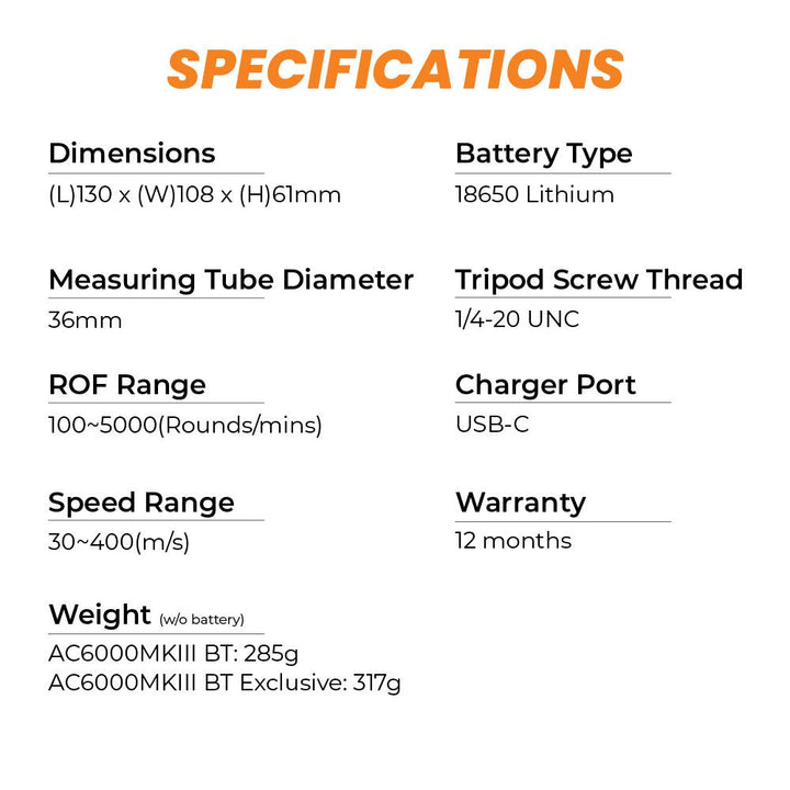 ACETECH AC6000 MKIII BT Chronograph (MK3 APP Bluetooth Version) - Bang Bang Airsoft