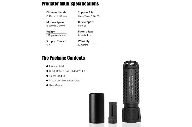 ACETECH Predator MKIII Tracer Suppressor Unit w/ Bifrost M (RGB Rainbow, M14CCW) - Tan - Bang Bang Airsoft