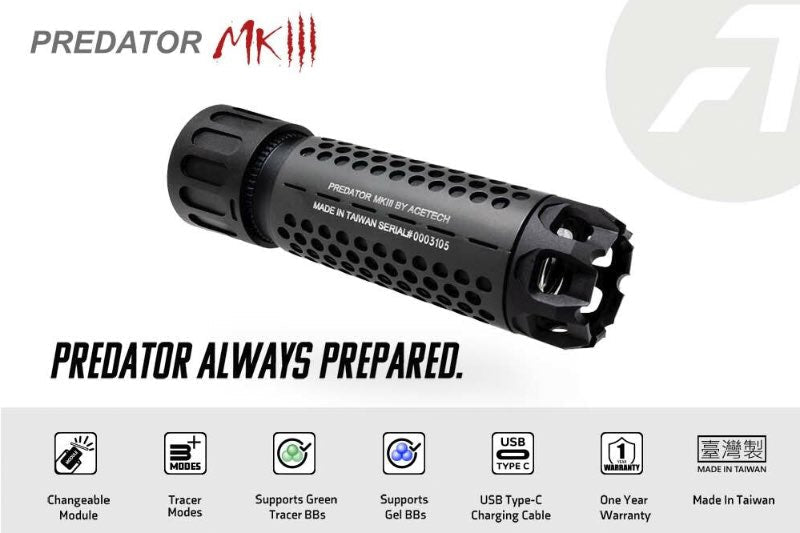 ACETECH Predator MKIII Tracer Suppressor Unit w/ Bifrost M (RGB Rainbow, M14CCW) - Tan - Bang Bang Airsoft