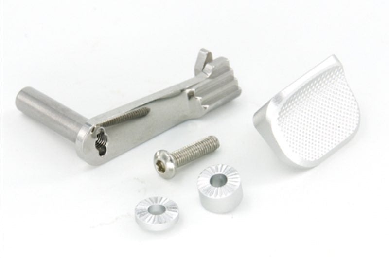 AIP Tokyo Marui Hi Capa / 1911 GBB Airsoft Slide Stop with Thumb Rest (Stainless Steel) - Silver - Bang Bang Airsoft