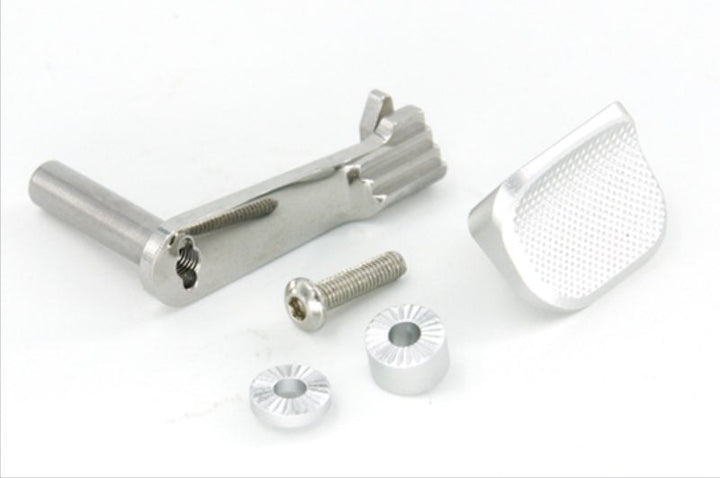 AIP Tokyo Marui Hi Capa / 1911 GBB Airsoft Slide Stop with Thumb Rest (Stainless Steel) - Silver - Bang Bang Airsoft