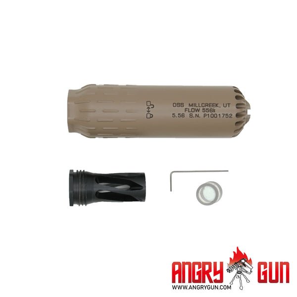 Angry Gun 3D - Printed Stainless Steel Flo2 556K Dummy Suppressor - Bang Bang Airsoft