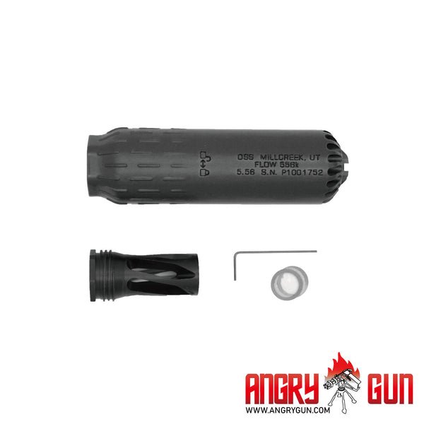 Angry Gun 3D - Printed Stainless Steel Flo2 556K Dummy Suppressor - Bang Bang Airsoft