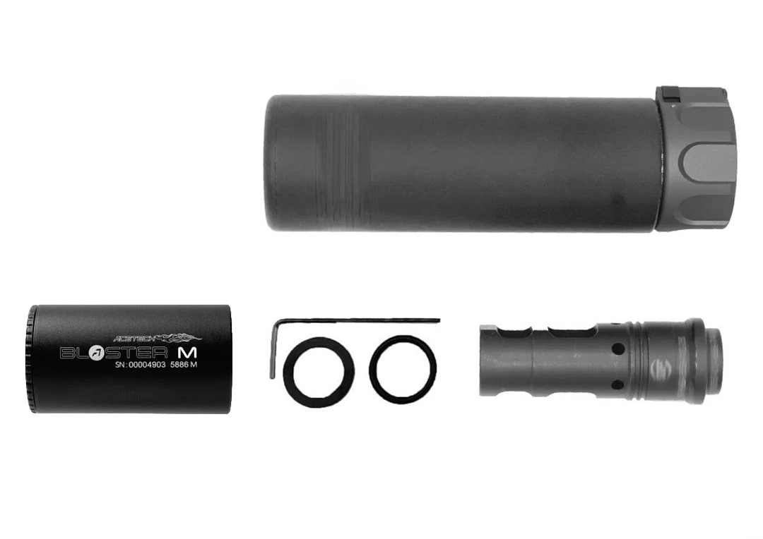Angry Gun Socom556 Mini Dummy Silencer with Blaster Module & Flash Hider (14mm CCW) 2026 Edition - Bang Bang Airsoft