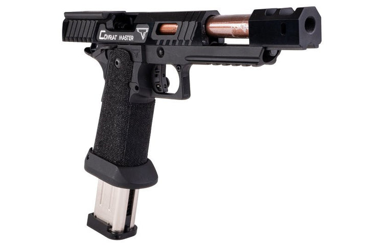 Army Armament JW3 TTI Alpha GBB Airsoft Pistol (CNC Slide) w/ Hand - Made Stippling Grip - Black - Bang Bang Airsoft