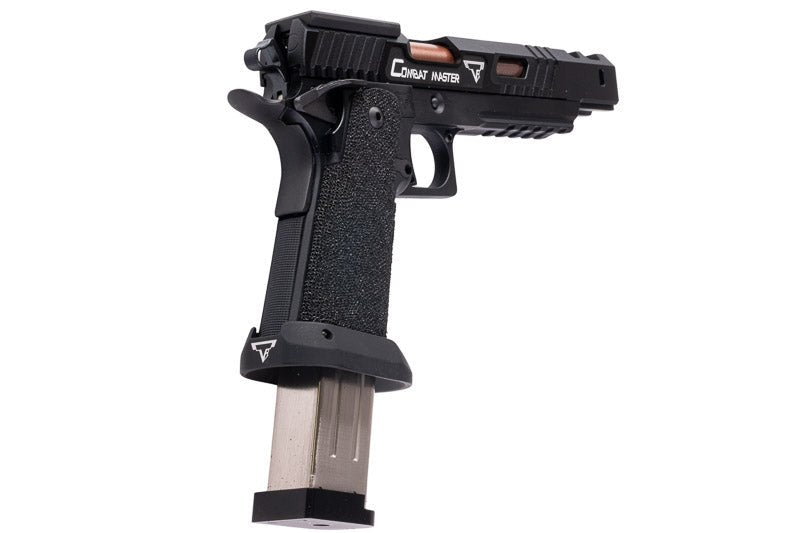 Army Armament JW3 TTI Alpha GBB Airsoft Pistol (CNC Slide) w/ Hand - Made Stippling Grip - Black - Bang Bang Airsoft