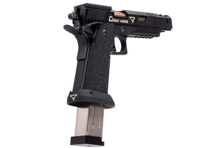 Army Armament JW3 TTI Alpha GBB Airsoft Pistol (CNC Slide) w/ Hand - Made Stippling Grip - Black - Bang Bang Airsoft