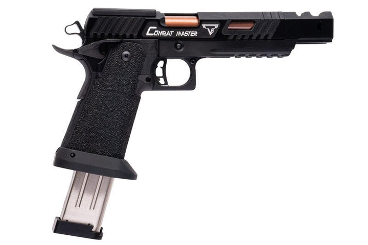 Army Armament JW3 TTI Alpha GBB Airsoft Pistol (CNC Slide) w/ Hand - Made Stippling Grip - Black - Bang Bang Airsoft