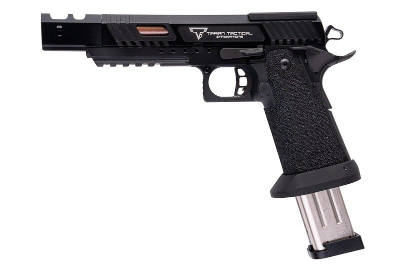 Army Armament JW3 TTI Alpha GBB Airsoft Pistol (CNC Slide) w/ Hand - Made Stippling Grip - Black - Bang Bang Airsoft