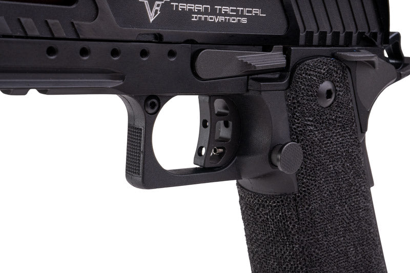 Army Armament JW3 TTI Alpha GBB Airsoft Pistol (CNC Slide) w/ Hand - Made Stippling Grip - Black - Bang Bang Airsoft
