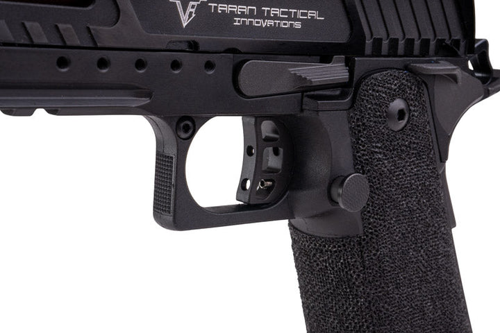 Army Armament JW3 TTI Alpha GBB Airsoft Pistol (CNC Slide) w/ Hand - Made Stippling Grip - Black - Bang Bang Airsoft