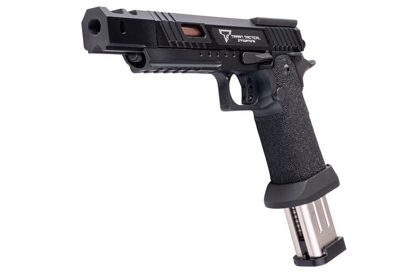 Army Armament JW3 TTI Alpha GBB Airsoft Pistol (CNC Slide) w/ Hand - Made Stippling Grip - Black - Bang Bang Airsoft