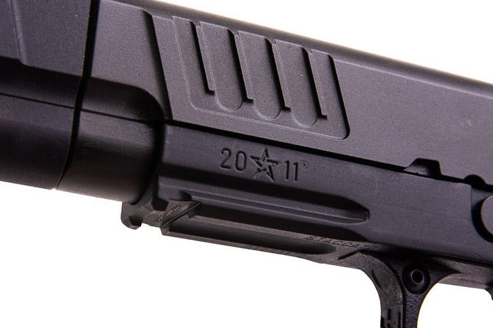 Army Armament Staccato C2 2011 with Compensator Gas Airsoft Pistol - Black (R612 - 4) (T8 Upgrade) - Bang Bang Airsoft