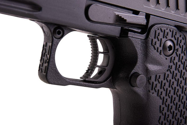 Army Armament Staccato C2 2011 with Compensator Gas Airsoft Pistol - Black (R612 - 4) (T8 Upgrade) - Bang Bang Airsoft