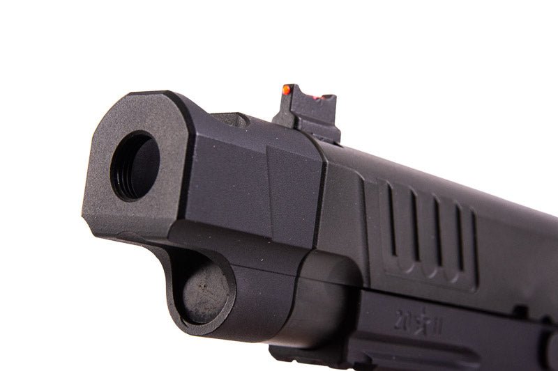 Army Armament Staccato C2 2011 with Compensator Gas Airsoft Pistol - Black (R612 - 4) (T8 Upgrade) - Bang Bang Airsoft
