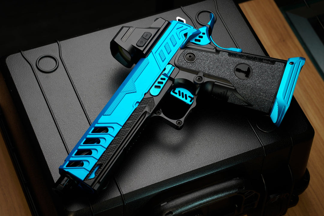 Bang Bang Custom Dr. Black Aluminum Slide Type W Optic Ready Hi - Capa 5.1 GBBP - Aqua Black - Bang Bang Airsoft