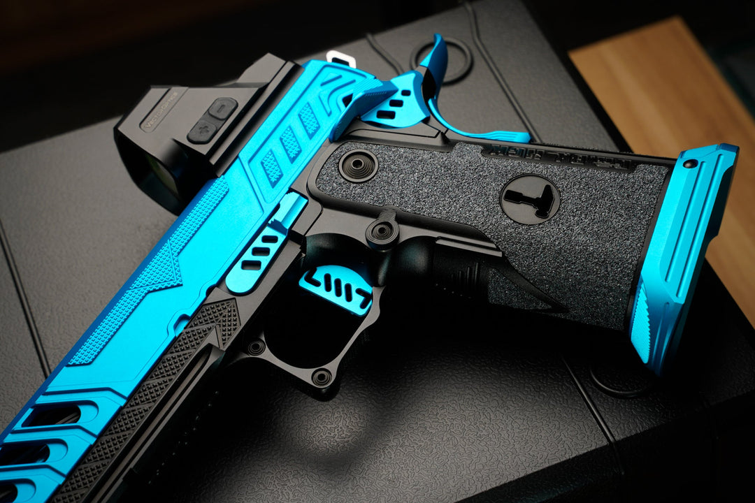 Bang Bang Custom Dr. Black Aluminum Slide Type W Optic Ready Hi - Capa 5.1 GBBP - Aqua Black - Bang Bang Airsoft
