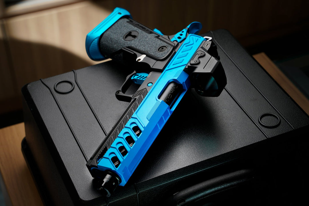 Bang Bang Custom Dr. Black Aluminum Slide Type W Optic Ready Hi - Capa 5.1 GBBP - Aqua Black - Bang Bang Airsoft