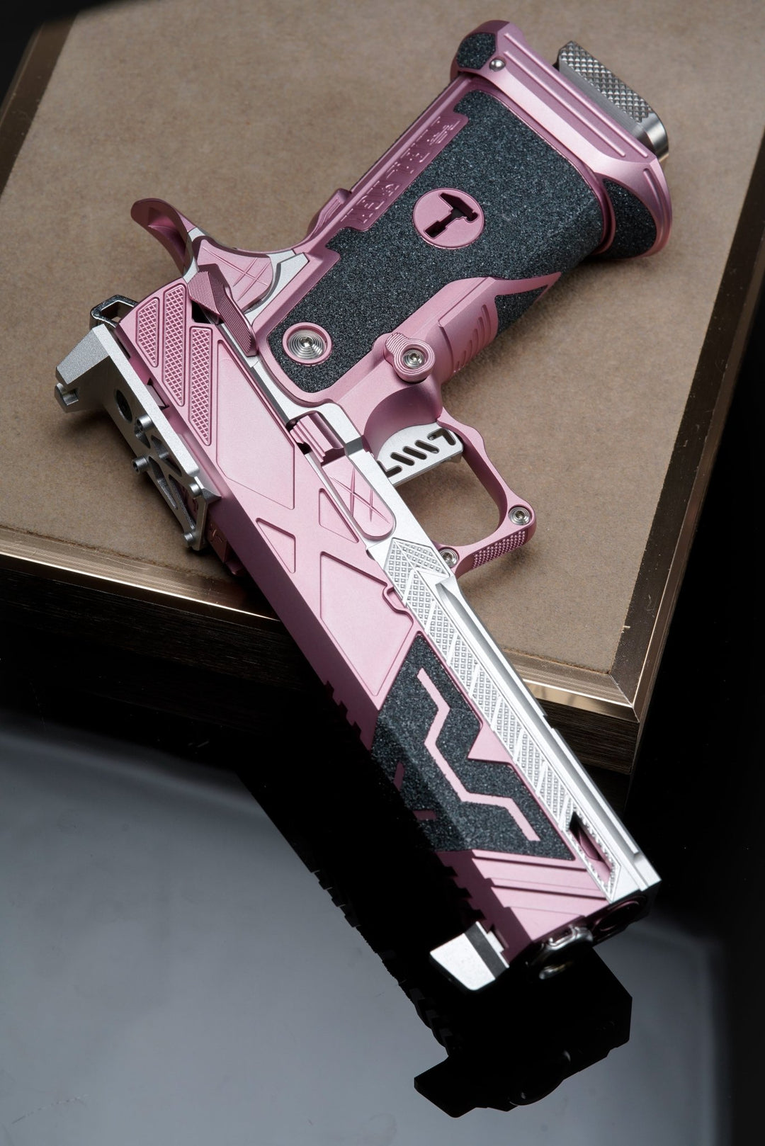 Bang Bang Custom Dr. Black Aluminum Slide Type X Optic Ready Hi - Capa 5.1 GBBP - Pink Silver - Bang Bang Airsoft