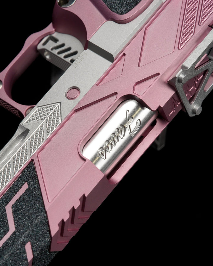 Bang Bang Custom Dr. Black Aluminum Slide Type X Optic Ready Hi - Capa 5.1 GBBP - Pink Silver - Bang Bang Airsoft