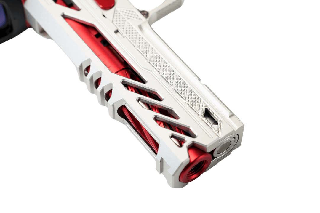 Bang Bang Custom Dr Black Optic Ready Aluminum Type Y Hi-capa 4.3 GBBP Sliver Red with Osight X Green Dot - Bang Bang Airsoft