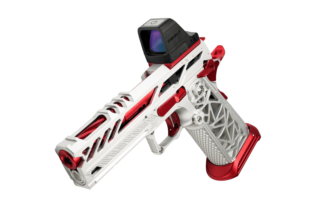 Bang Bang Custom Dr Black Optic Ready Aluminum Type Y Hi-capa 4.3 GBBP Sliver Red with Osight X Green Dot - Bang Bang Airsoft