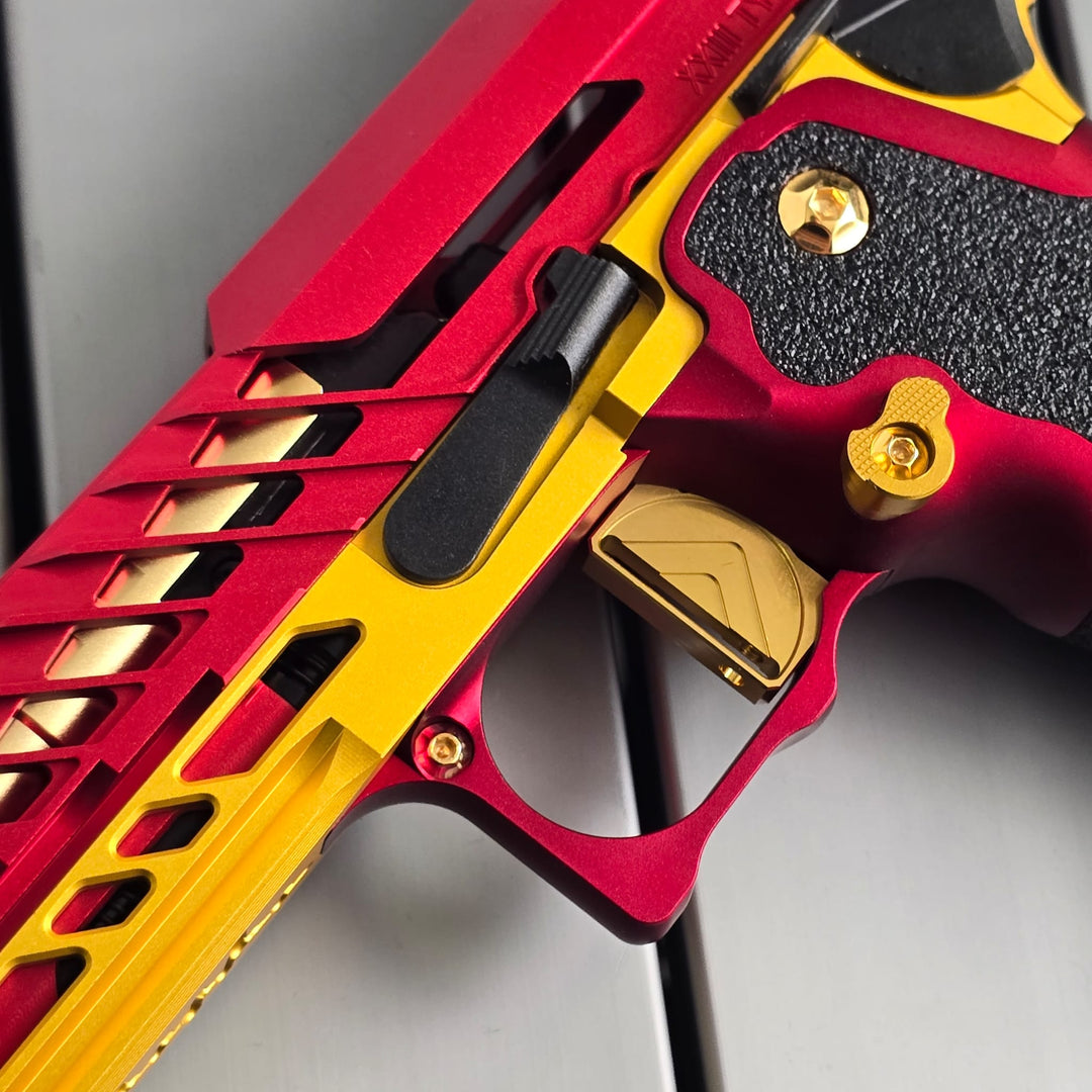 Bang Bang Custom Dr. Black Type 706 Style Hi - Capa 5.1 (TM Base) - Red & Gold - Bang Bang Airsoft