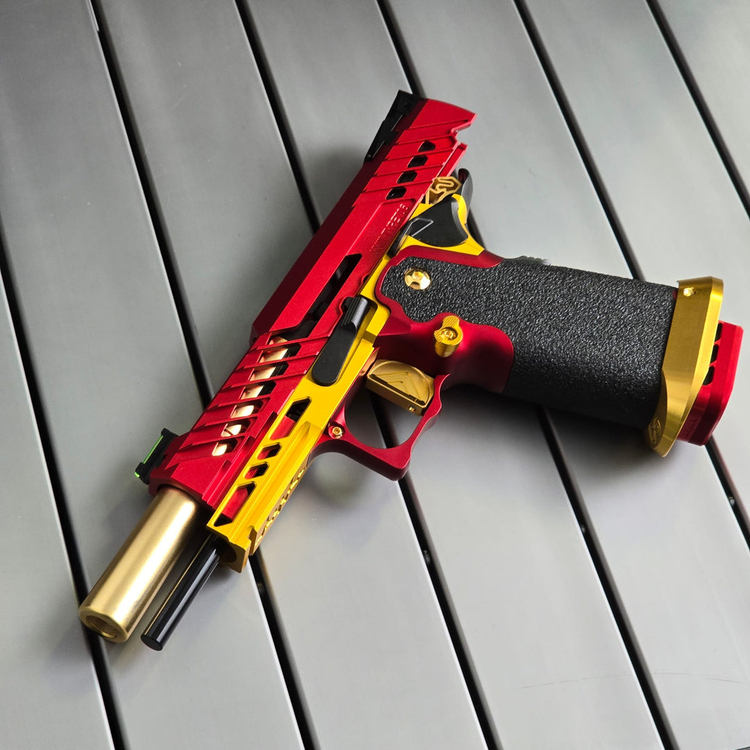 Bang Bang Custom Dr. Black Type 706 Style Hi - Capa 5.1 (TM Base) - Red & Gold - Bang Bang Airsoft
