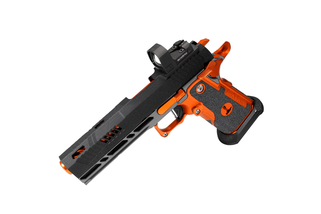 Bang Bang Custom Hypertek Optics Ready 3D Print Slide 5.1 Airsoft Race Gun (RTS / RMS) with Vector Optic Frenzy-S FM MOS Pistol Red Dot Sight - Bang Bang Airsoft