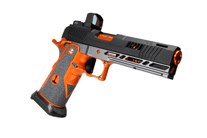 Bang Bang Custom Hypertek Optics Ready 3D Print Slide 5.1 Airsoft Race Gun (RTS / RMS) with Vector Optic Frenzy-S FM MOS Pistol Red Dot Sight - Bang Bang Airsoft