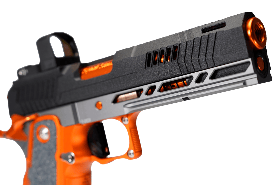 Bang Bang Custom Hypertek Optics Ready 3D Print Slide 5.1 Airsoft Race Gun (RTS / RMS) with Vector Optic Frenzy-S FM MOS Pistol Red Dot Sight - Bang Bang Airsoft
