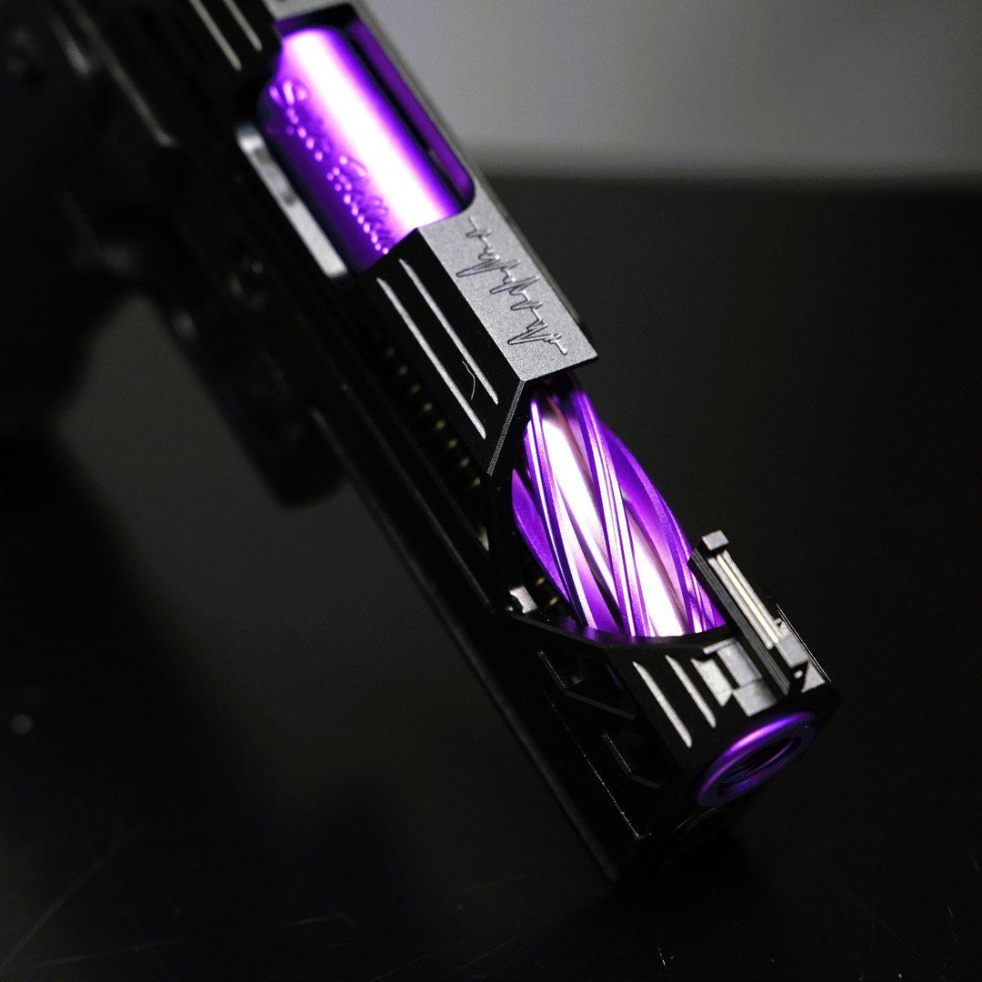 Bang Bang Custom TM 901S Aluminum Slide Hi - Capa 4.3 GBB Pistol - Black Purple - Bang Bang Airsoft