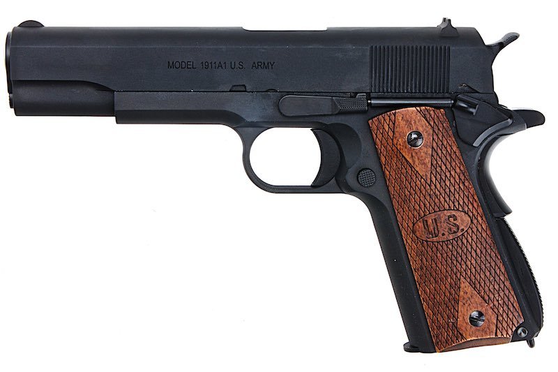 Cybergun AO 1911 GBB Airsoft Pistol (Matt Black with Wood Grip) - Bang Bang Airsoft