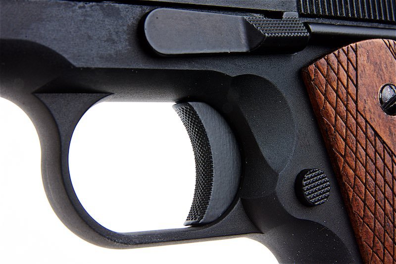 Cybergun AO 1911 GBB Airsoft Pistol (Matt Black with Wood Grip) - Bang Bang Airsoft