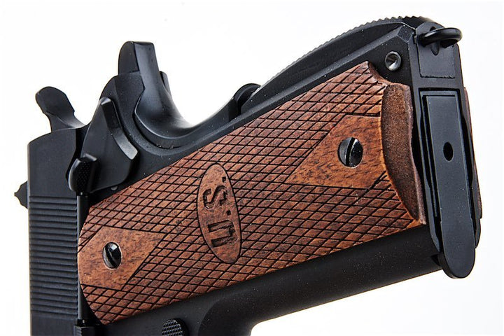 Cybergun AO 1911 GBB Airsoft Pistol (Matt Black with Wood Grip) - Bang Bang Airsoft