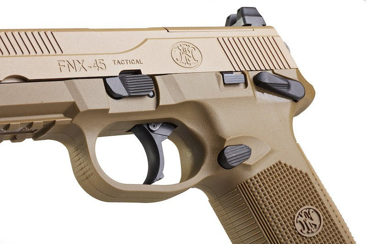 Cybergun FN Herstal FNX - 45 Tactical Airsoft Gas Blowback Pistol (by VFC) - TAN - Bang Bang Airsoft
