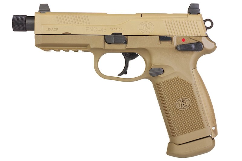 Cybergun FN Herstal FNX - 45 Tactical Airsoft Gas Blowback Pistol (by VFC) - TAN - Bang Bang Airsoft