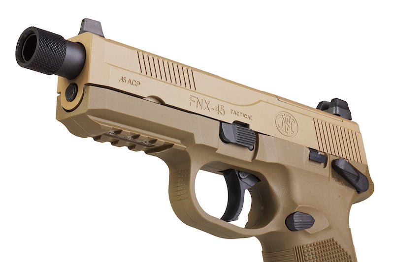 Cybergun FN Herstal FNX - 45 Tactical Airsoft Gas Blowback Pistol (by VFC) - TAN - Bang Bang Airsoft