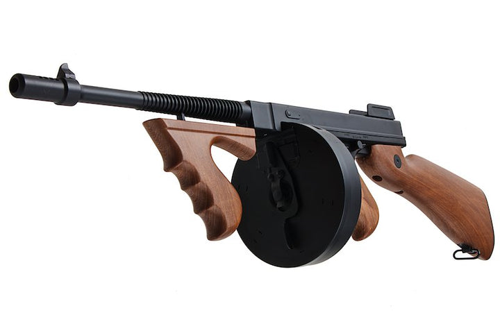 CYMA Thompson M1928A1 Airsoft SMG AEG (Black, Imitation Wood)(CM051) - Bang Bang Airsoft